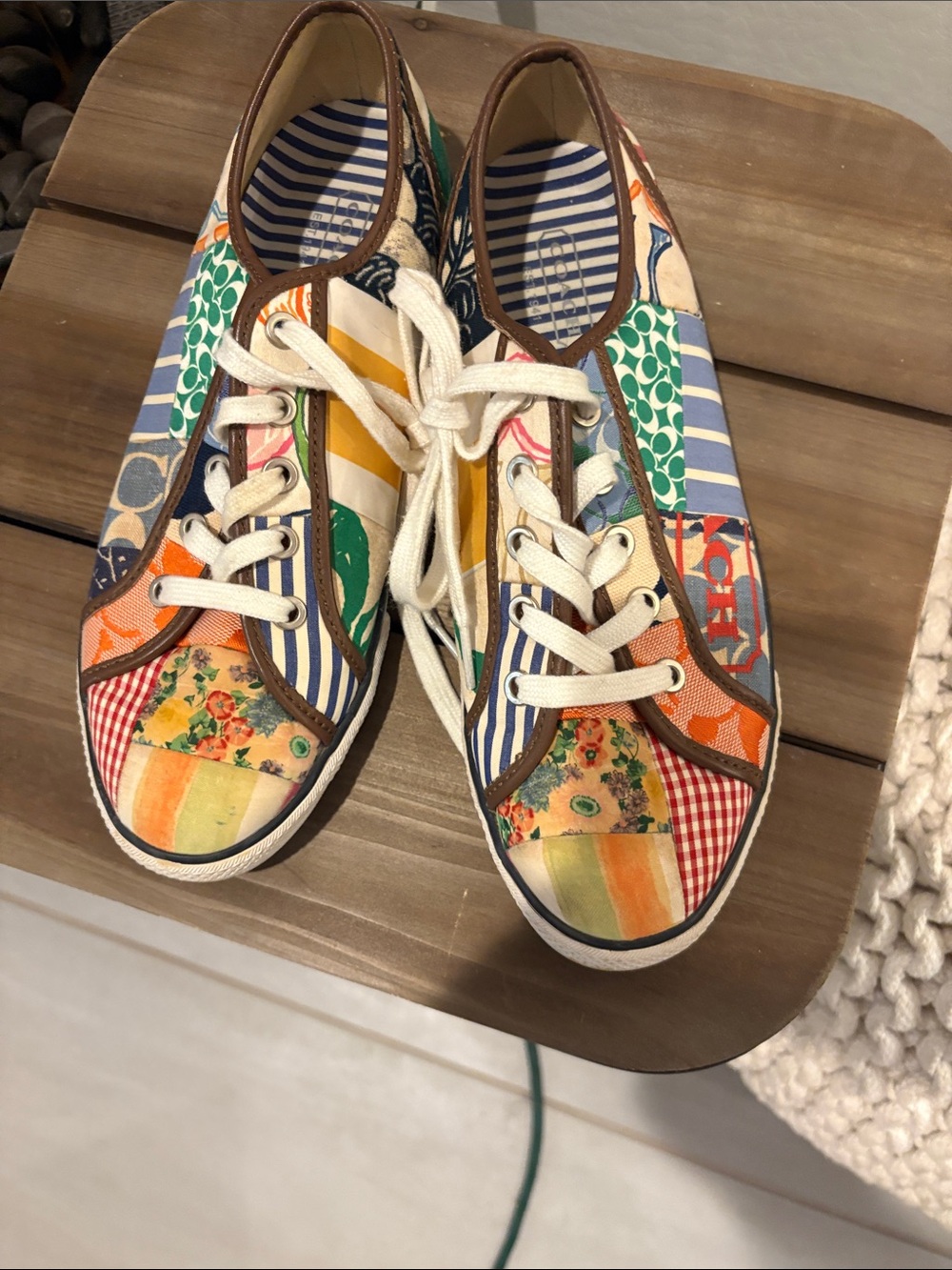 Coach women Patchwork Multicolor Canvas Sneakers